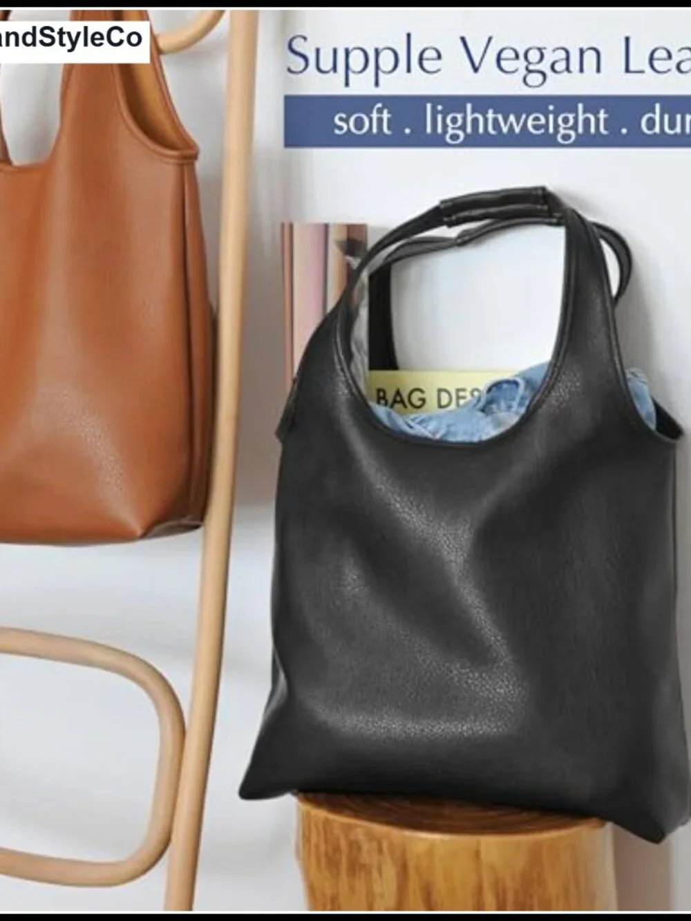Oversized Slouchy Hobo Bag Soft Vegan Leather Tote Shopping Weekender Work